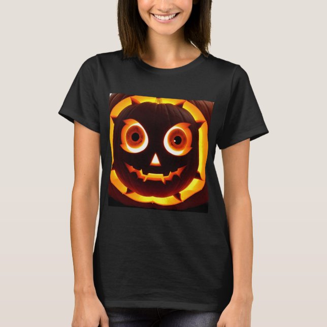 Glowing Jack-O'-Lantern Pumpkin T-Shirt (Front)