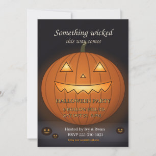 Glowing Jack O Lantern Scary Halloween Party Invitation
