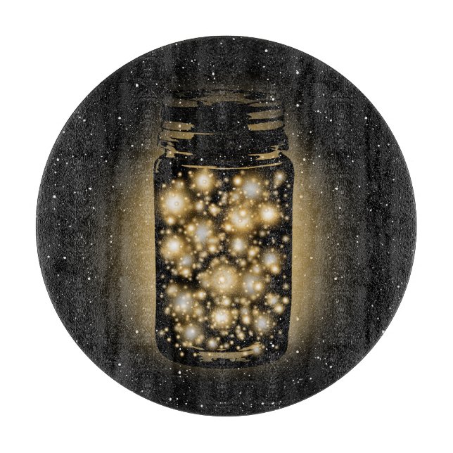 Glowing Jar Of Fireflies With Night Stars Cutting Board (Front)