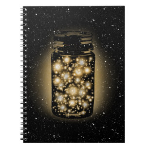 Glowing Jar Of Fireflies With Night Stars Notebook