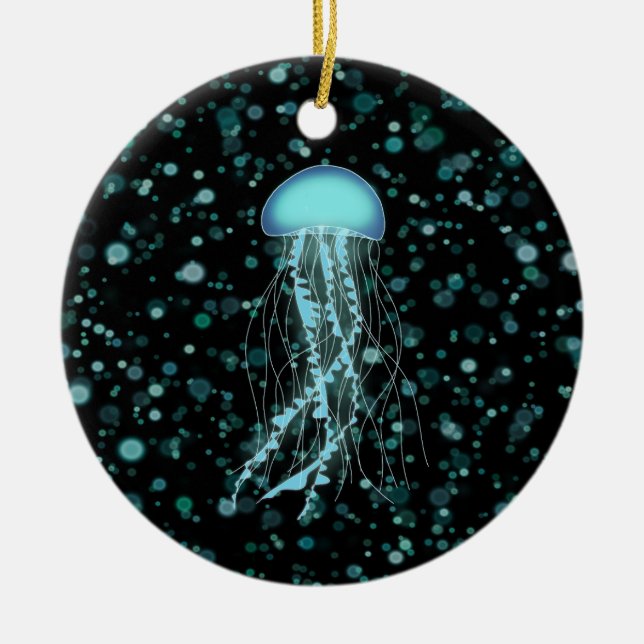 Glowing Jellyfish Ceramic Ornament (Front)
