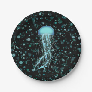 Glowing Jellyfish Paper Plate