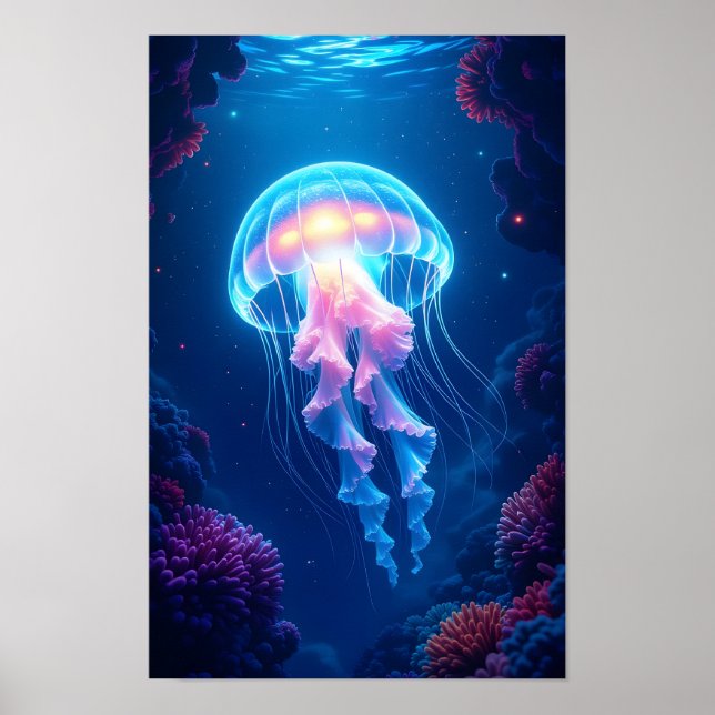 Glowing Jellyfish Poster (Front)