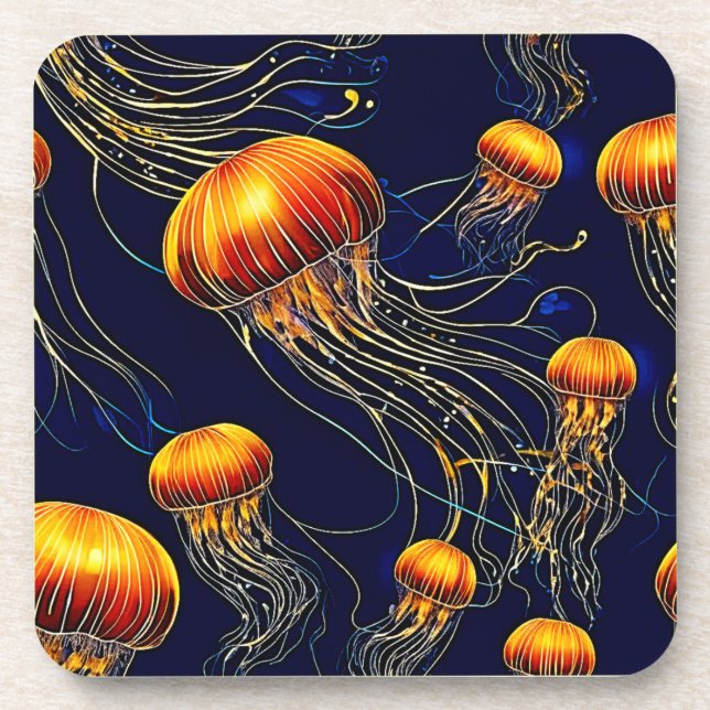Glowing Jellyfish Sea  Coaster (Front)