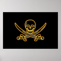 Glowing Jolly Roger Pirate Flag