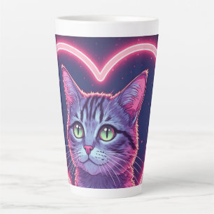 Glowing Kitty Love Art Romantic Pet Lover Gift Latte Mug