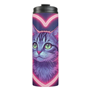Glowing Kitty Love Art Romantic Pet Lover Gift Thermal Tumbler