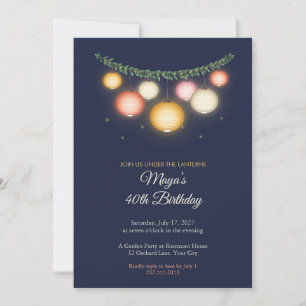 Glowing Lanterns Garden Party Birthday Invitation
