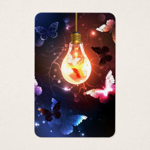 Glowing Light Bulb with Night Butterflies