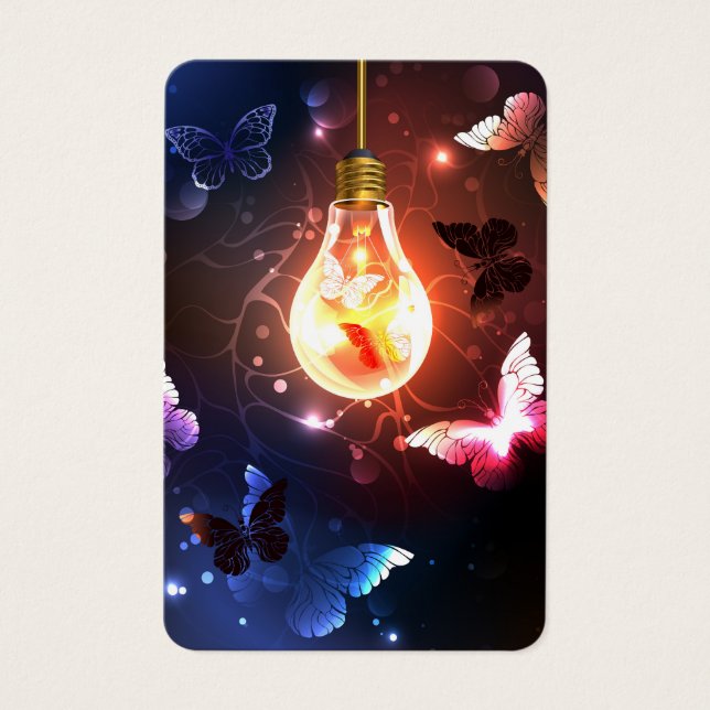 Glowing Light Bulb with Night Butterflies (Front)