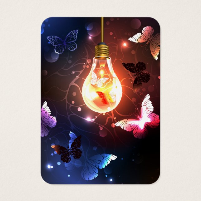 Glowing Light Bulb with Night Butterflies (Front)