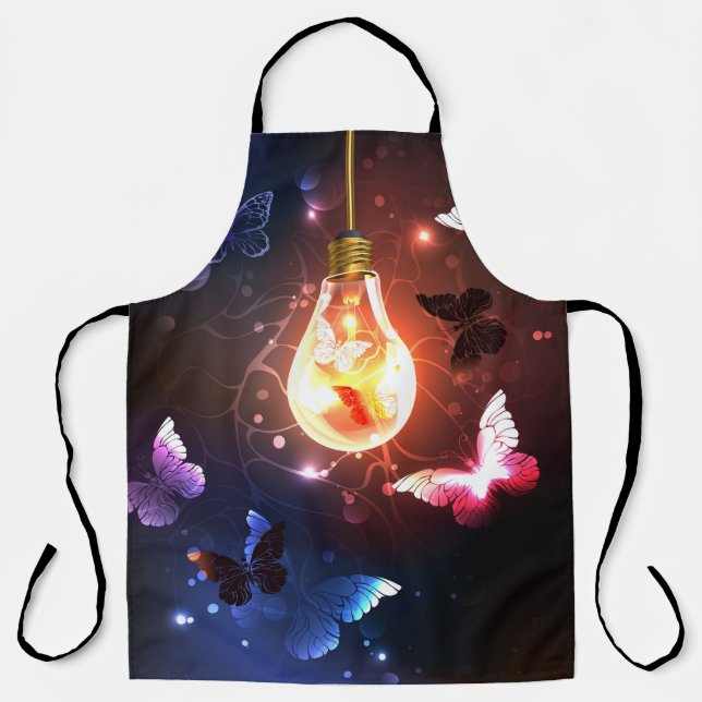 Glowing Light Bulb with Night Butterflies Apron (Front)