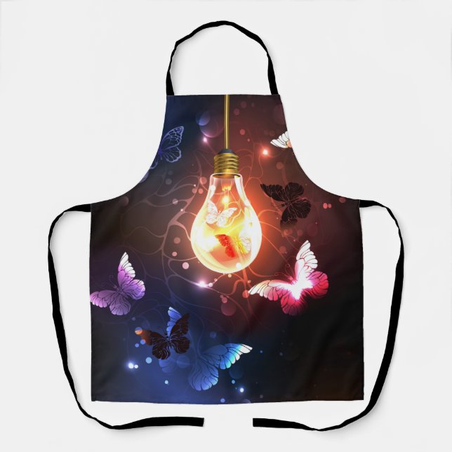Glowing Light Bulb with Night Butterflies Apron (Front)