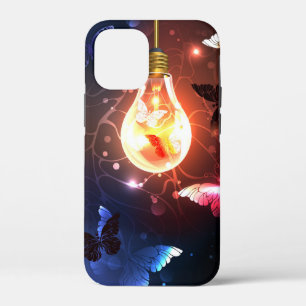 Glowing Light Bulb with Night Butterflies iPhone 12 Mini Case