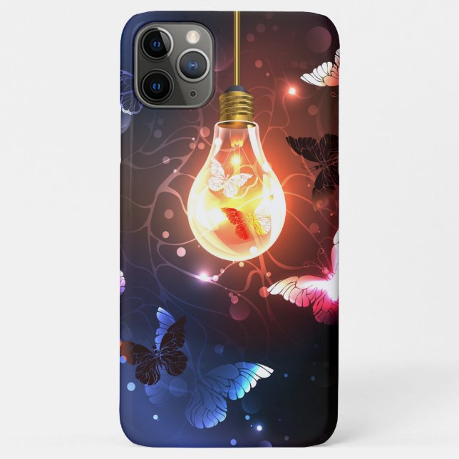 Glowing Light Bulb with Night Butterflies Case-Mate iPhone Case (Back)