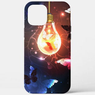 Glowing Light Bulb with Night Butterflies iPhone 12 Pro Max Case