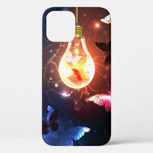 Glowing Light Bulb with Night Butterflies iPhone 12 Pro Case