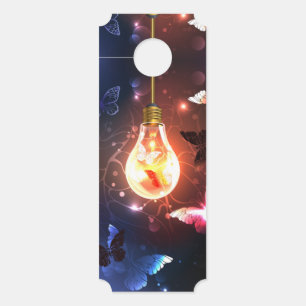 Glowing Light Bulb with Night Butterflies Door Hanger