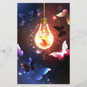 Glowing Light Bulb with Night Butterflies Flyer