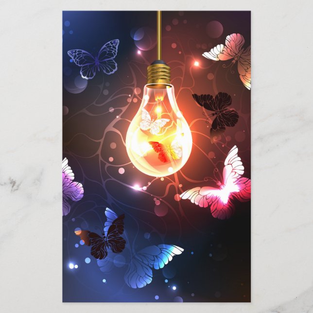 Glowing Light Bulb with Night Butterflies Flyer (Front)