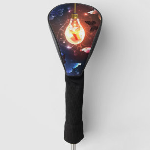 Glowing Light Bulb with Night Butterflies Golf Head Cover