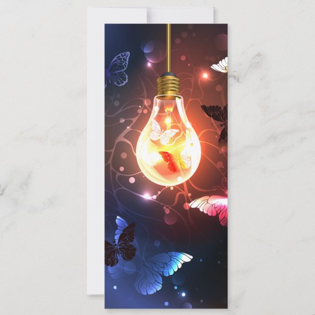 Glowing Light Bulb with Night Butterflies Invitation (Front)