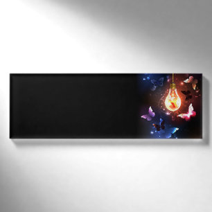 Glowing Light Bulb with Night Butterflies Name Tag
