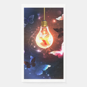Glowing Light Bulb with Night Butterflies Napkin