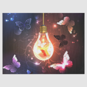 Glowing Light Bulb with Night Butterflies Tissue Paper
