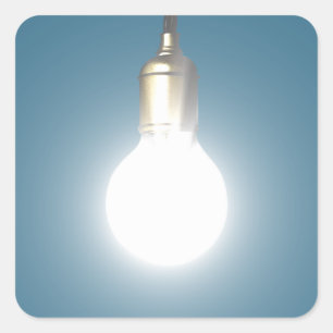 Glowing Lightbulb Square Sticker