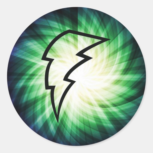 Glowing Lightning Bolt Classic Round Sticker (Front)