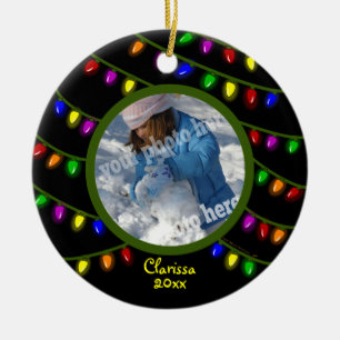 Glowing Lights Custom Photo Christmas Ornament