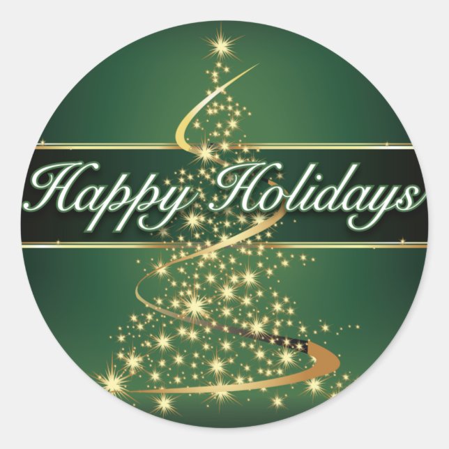 Glowing Lights Happy Holidays Round Sticker (Front)