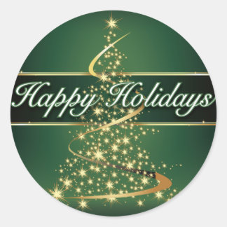 Glowing Lights Happy Holidays Round Sticker