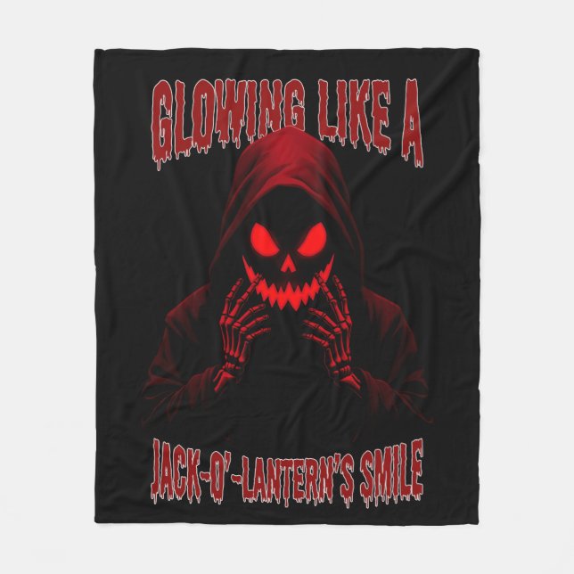 Glowing Like a Jack-o’-Lantern’s Smile Fleece Blanket (Front)