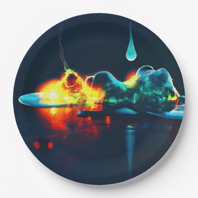 Glowing Liquid Drip Paper Plate (Front)