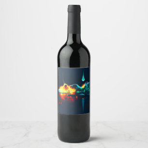 Glowing Liquid Drip Wine Label