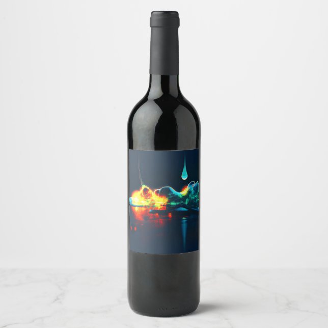 Glowing Liquid Drip Wine Label (Front)