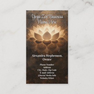 Glowing Lotus Flower Elegant Zen Yoga Spa Wellness Business Card