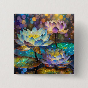 Glowing Lotus Flowers Trio 15 Cm Square Badge