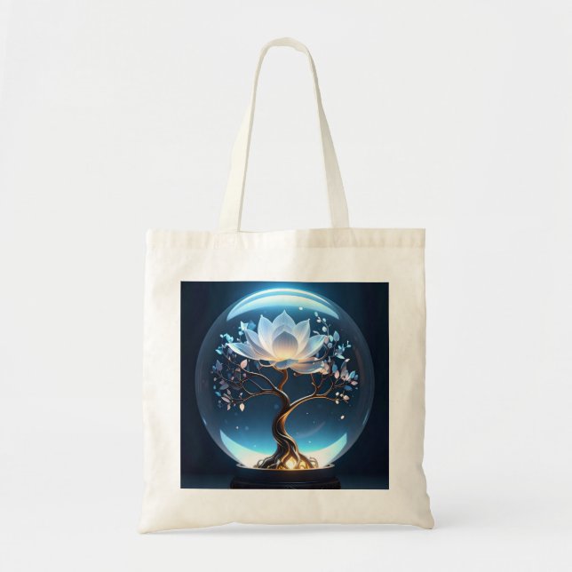 Glowing Lotus Globe Tote Bag (Front)