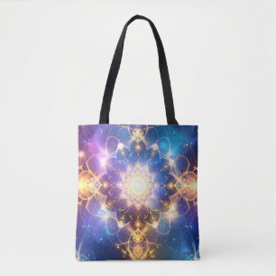 Glowing Lotus Mandala Art Tote Bag