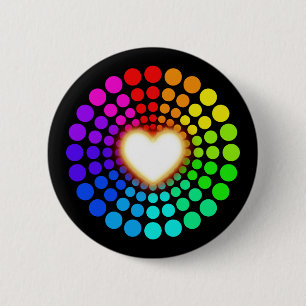 Glowing Love Heart 6 Cm Round Badge