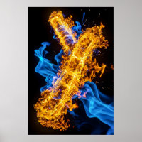 Glowing Magic Fire Ice Elemental Energy Clash
