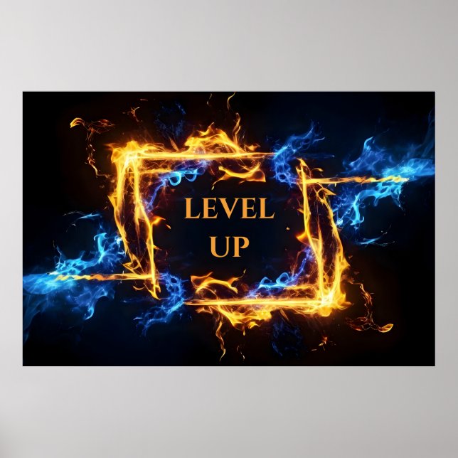 Glowing Magic Fire Portal Elemental Flame Border Poster (Front)