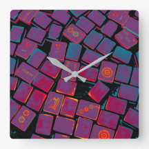 Glowing Mah Jongg Tiles Wall Clock