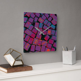 Glowing Mah Jongg Tiles Wall Clock