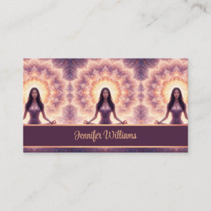 Glowing Mandala Meditation Woman Custom Name Business Card