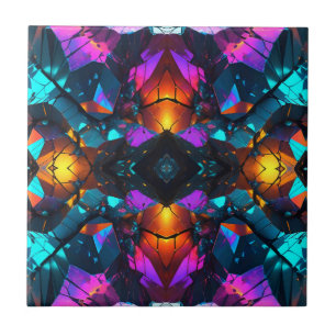 Glowing Mineral Rock Formations Ceramic Tile