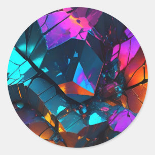 Glowing Mineral Rock Formations Classic Round Sticker